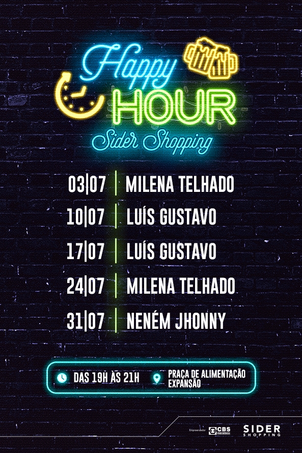 Happy Hour Julho no Sider Shopping
