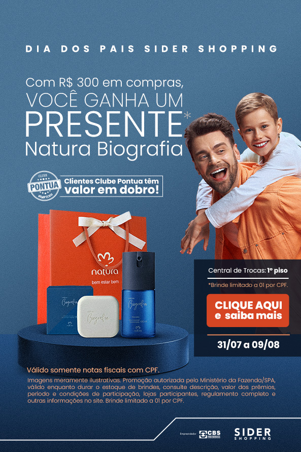 Dia dos Pais 2026 - esgotado no Sider Shopping