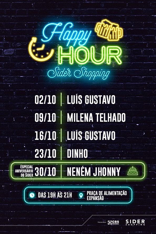 Happy Hour de outubro no Sider Shopping
